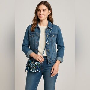 Vera Bradley Crossbody Wallet Purse – Blue & Green Print